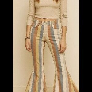 Vintage Striped Flare Pants for Women